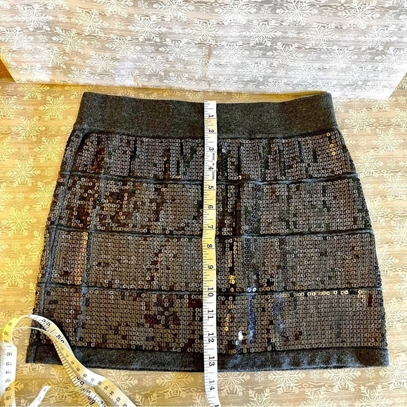 XXI Charcoal Gray Sequined Miniskirt Slim Fit Stretch Jersey Party Glitzy - Picture 5 of 8